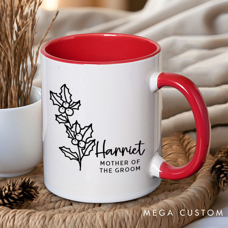 Personalized Cute Bridesmaid Birth Flower Mug Maid of Honor Month Flower Bachelorette Party Mug Mother of the Bride Groom Gift Bridal Shower Mug