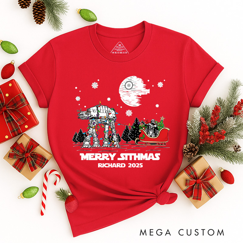Personalized Star Merry Sithmas Christmas Classic T-Shirts Galaxy War Film Tshirt Movie Holiday Shirt