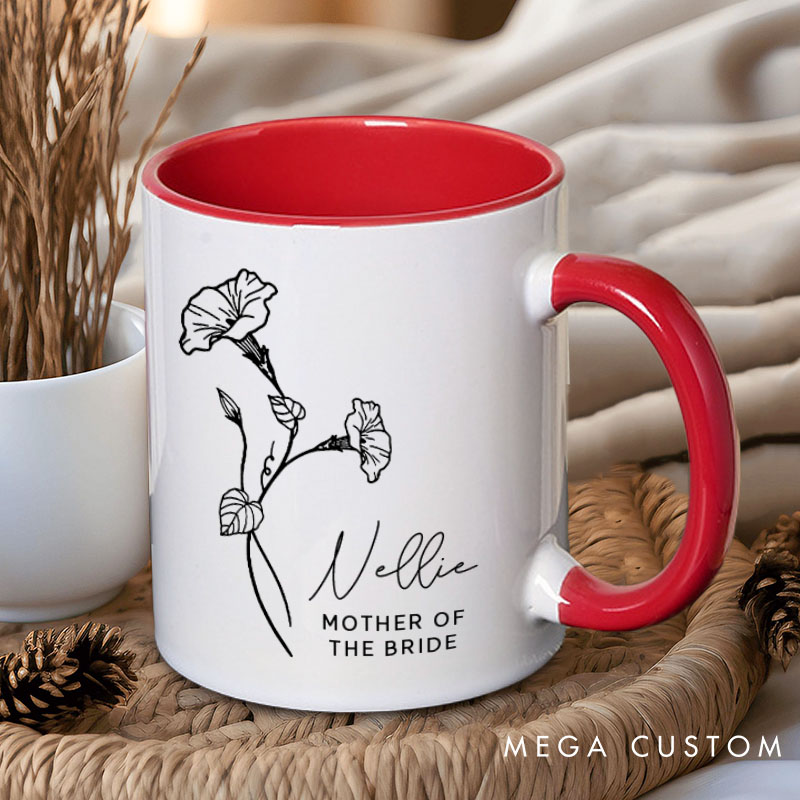 Personalized Chic Bridesmaid Birth Flower Mug Maid of Honor Month Flower Mug Bachelorette Party Mug Mother of the Bride Groom Gift Bridal Shower Mug