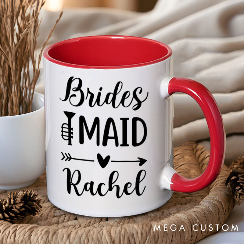 Personalized Bridesmaid with Heart Arrow Mug Maid of Honor Mug with Name Bachelorette Party Mug Bridesmaid Proposal Gift Bridal Shower Mug
