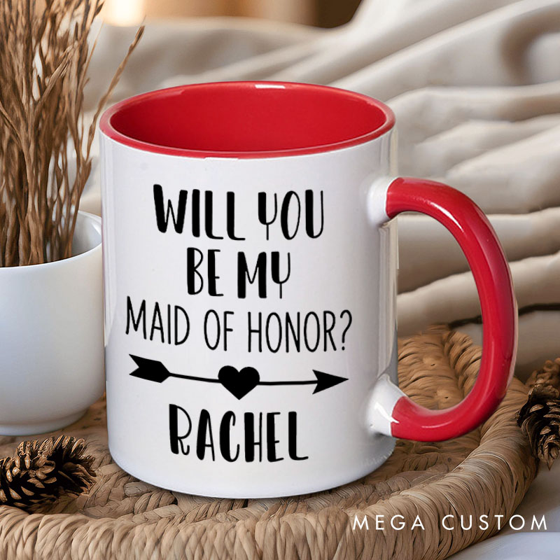 Personalized Will You be My Maid of Honor Mug Bridesmaid with Heart Arrow Mug Bachelorette Party Mug Bridesmaid Proposal Gift Bridal Shower Mug