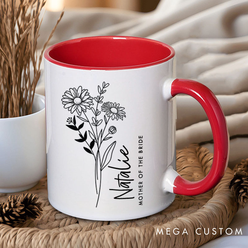 Personalized Bridesmaid Birth Flower Mug Maid of Honor Month Flower Mug Bachelorette Party Mug Bridesmaid Proposal Gift MOG MOB Bridal Shower Mug