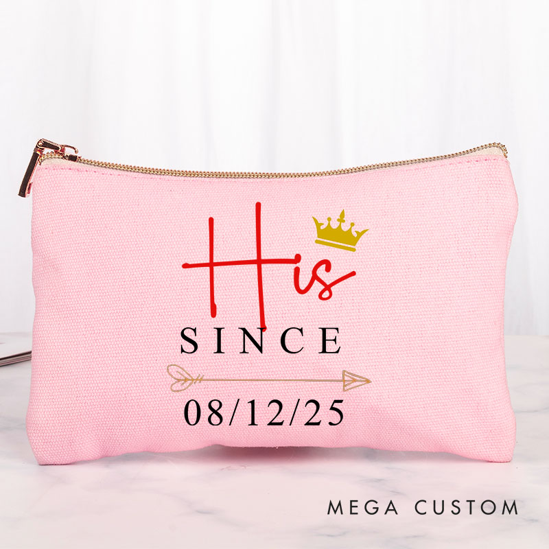Personalized Couple Anniversary Clutch Bag Husband Wife Anniversary Travel Makeup Bag Clutch Bag