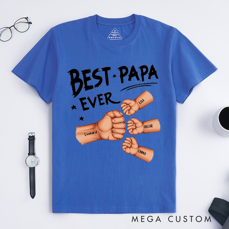 Personalized Best Dad Grandpa Ever Fist Bump Classic T-Shirt Gifts for Grandpa and Dad