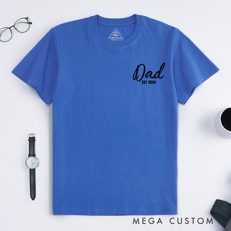Personalized Dad T-Shirt with Children's Names and Dad EST Year for Special Occasions Classic T-shirt