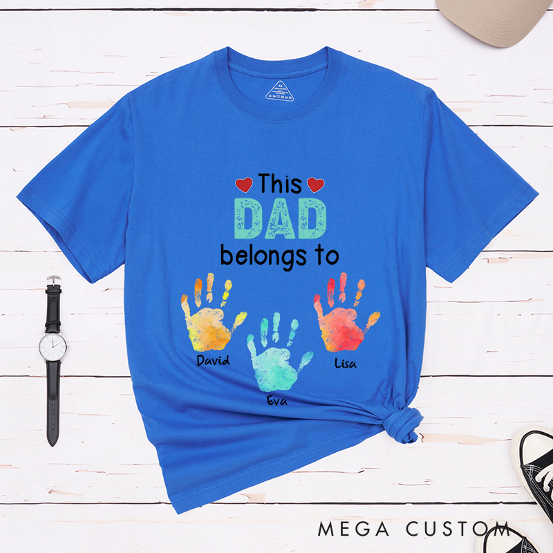 Personalized This Belongs to Theme Colorful Handprint Pattern Design Classic T-shirt