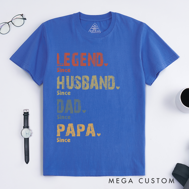 Personalized Legend Husband Dad and Papa Since Classic T-shirt Father's Day Birthday Gifts for Dad Grandpa