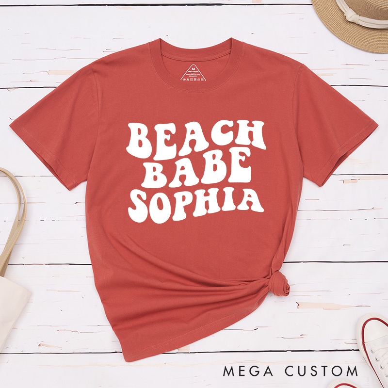 Personalized Beach Bride Matching T-Shirt Bridesmaid Beach Babe T-Shirt Maid of Honor T-Shirt Wedding Bachelorette Party Gift