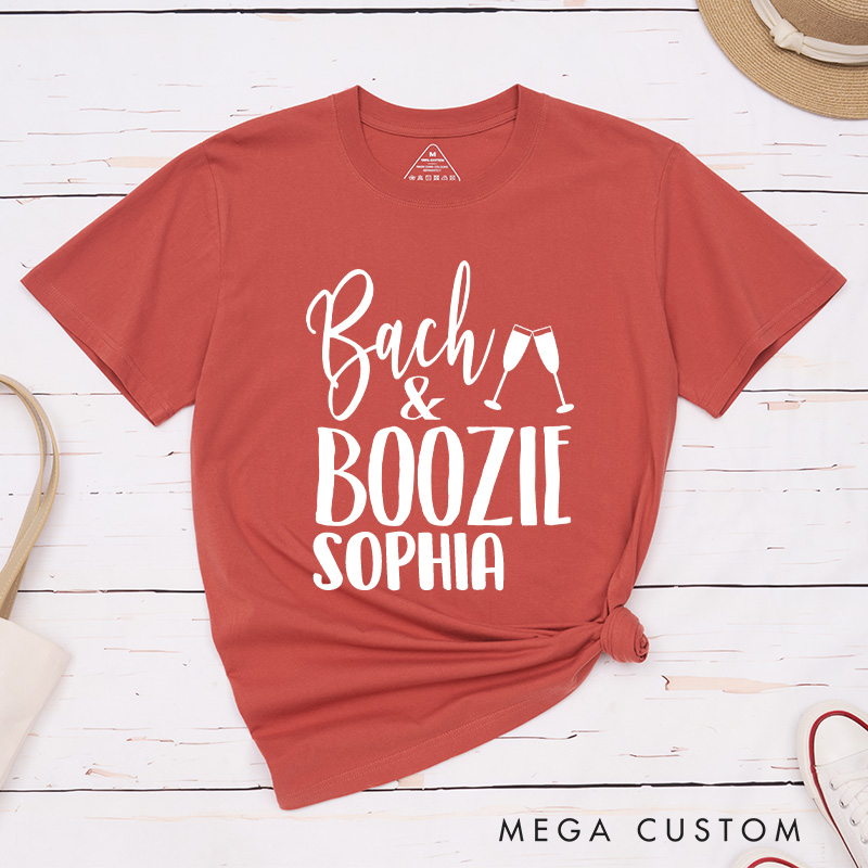 Personalized Bride and Boujee with Diamond Matching T-Shirt Bridesmaid Bach and Boozie with Wine T-Shirt Wedding Team Bride Bachelorette Party Gift
