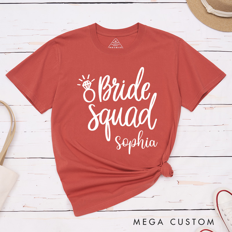 Personalized Bride Matching T-Shirt Maid of Honor T-Shirt Bride Squad Wedding T-Shirt Bachelorette Party Gift