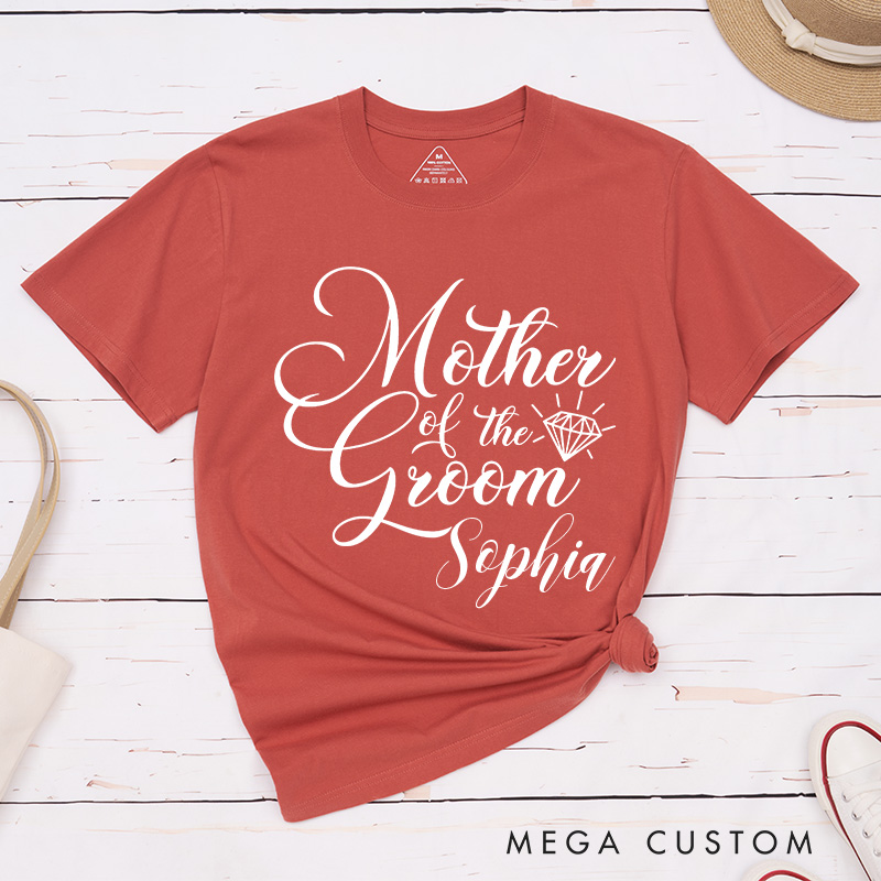 Personalized Classic Mother of the Bride with Diamond Matching T-Shirt Mother of the Groom T-Shirt MOB MOG Wedding Day T-Shirt Bachelorette Party Gift