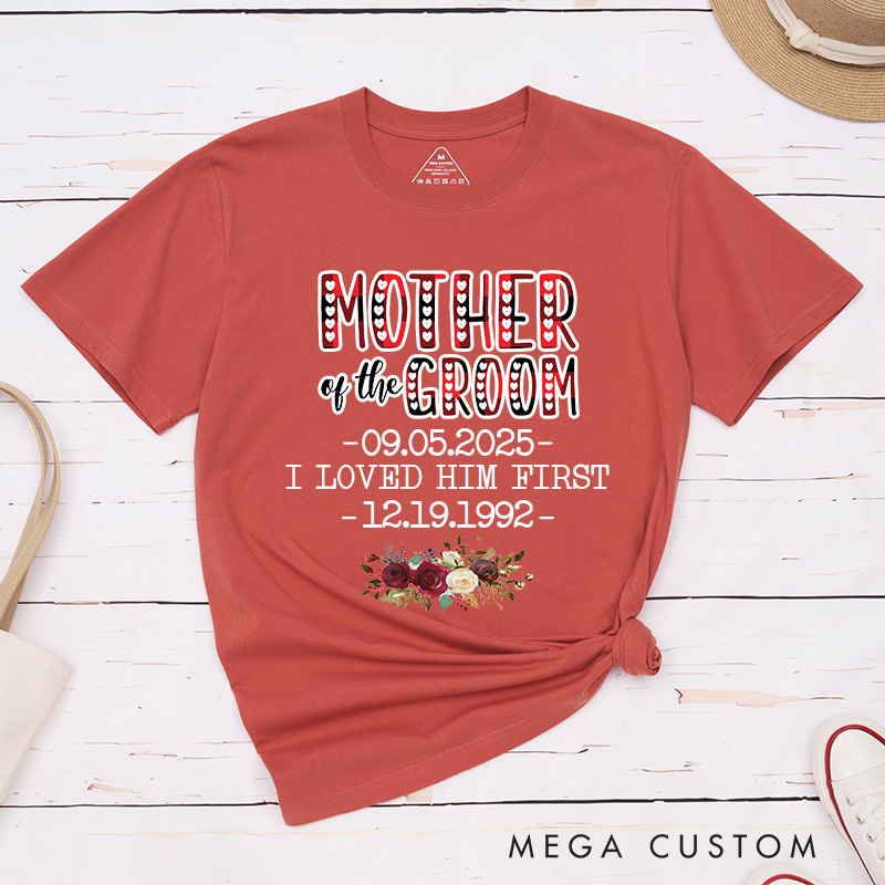 Personalized Plaid Mother of the Bride Matching T-Shirt Floral Mother of the Groom T-Shirt I Loved Her First Wedding T-Shirt Bachelorette Party Gift