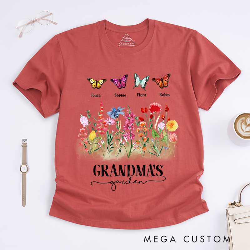 Personalized Garden Butterflies Classic T-Shirt Gifts for Mom Grandma