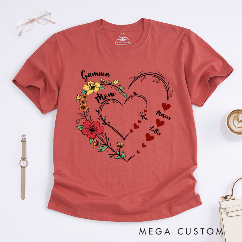Personalized Sweethearts Flower Classic T-Shirt Gifts for Mom Grandma