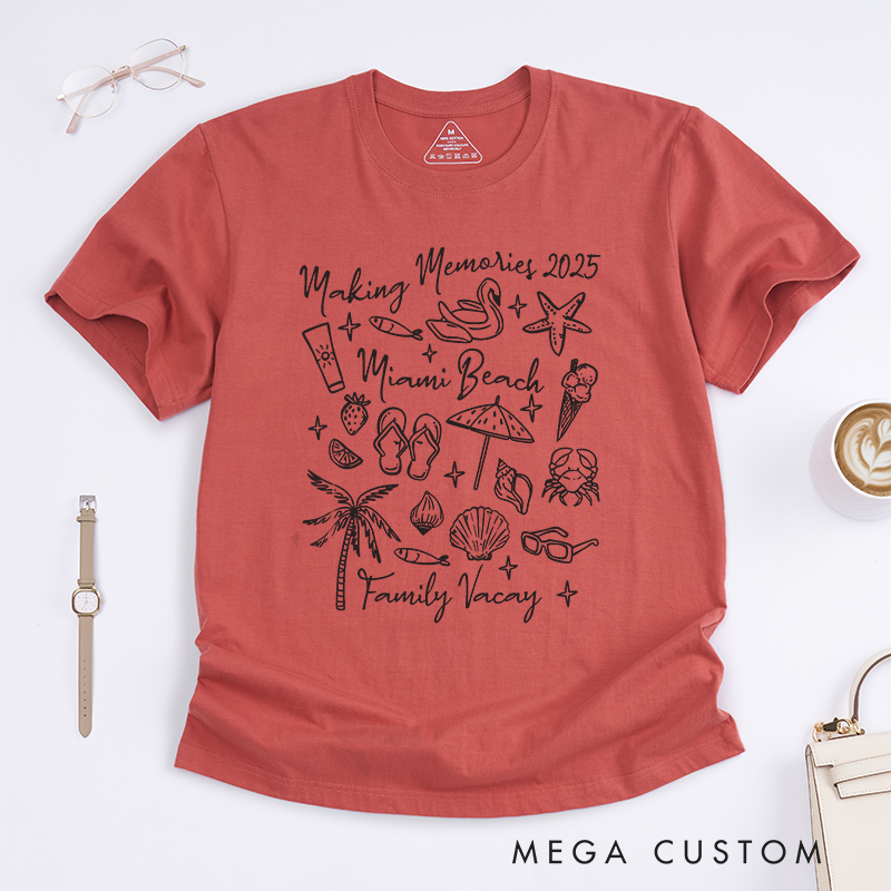 Personalized  Matching Family Beach Vacation Tee with a Coastal Aesthetic Classic T-shirt