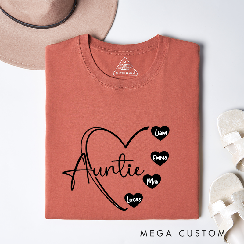 Personalized a Gift Auntie Heart Design Classic T-shirt