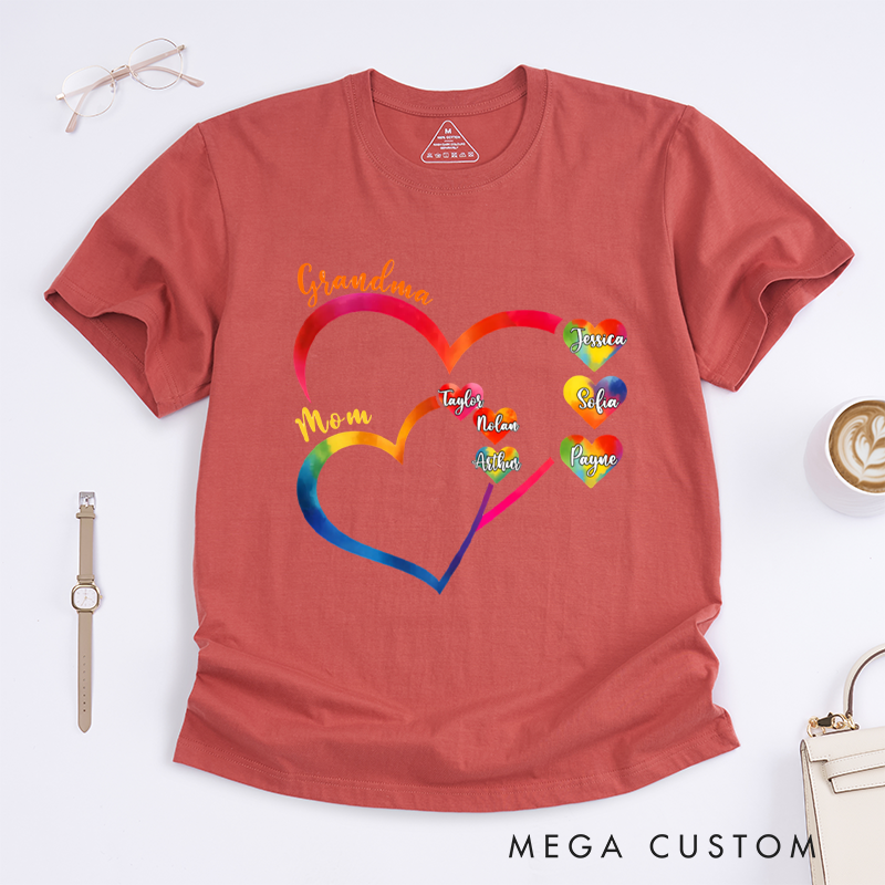 Personalized Generations Linked by Love Classic T-Shirt Gift for Mom Grandma