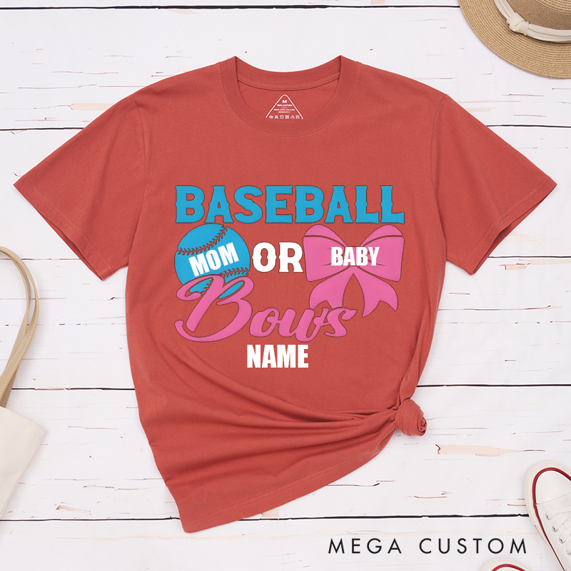 Personalized Mother's Day Gift Baseball or Bows Design Classic T-shirt