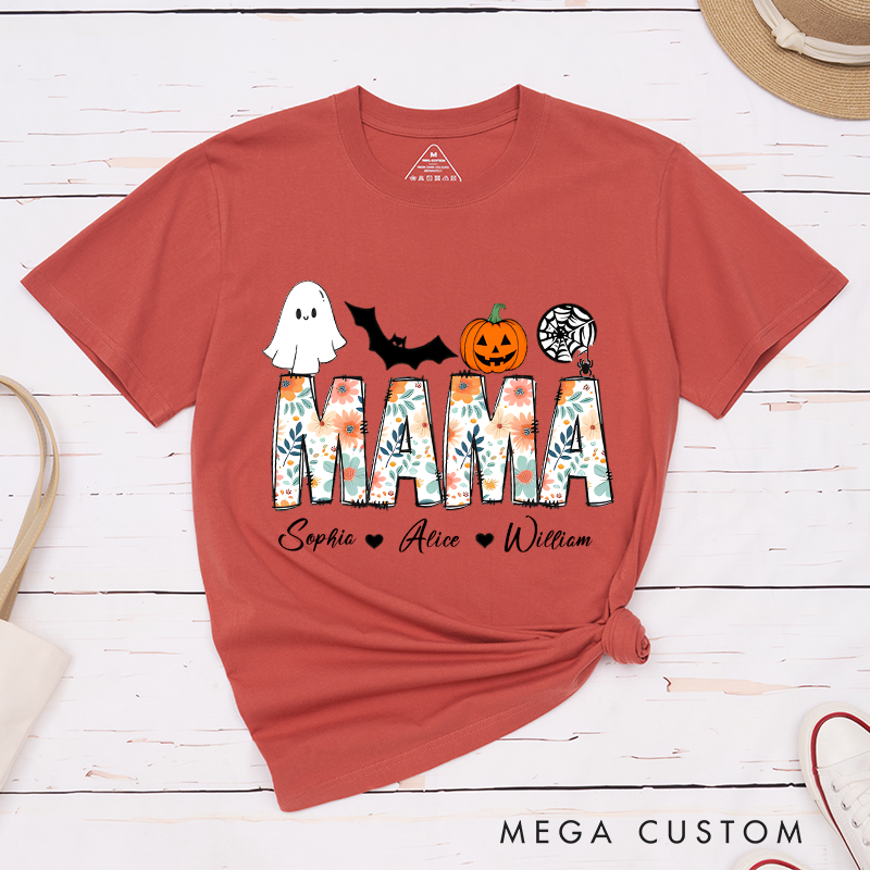 Personalized Halloween Strange Mom Theme Flower Pattern Font Design Family Matching Outfit