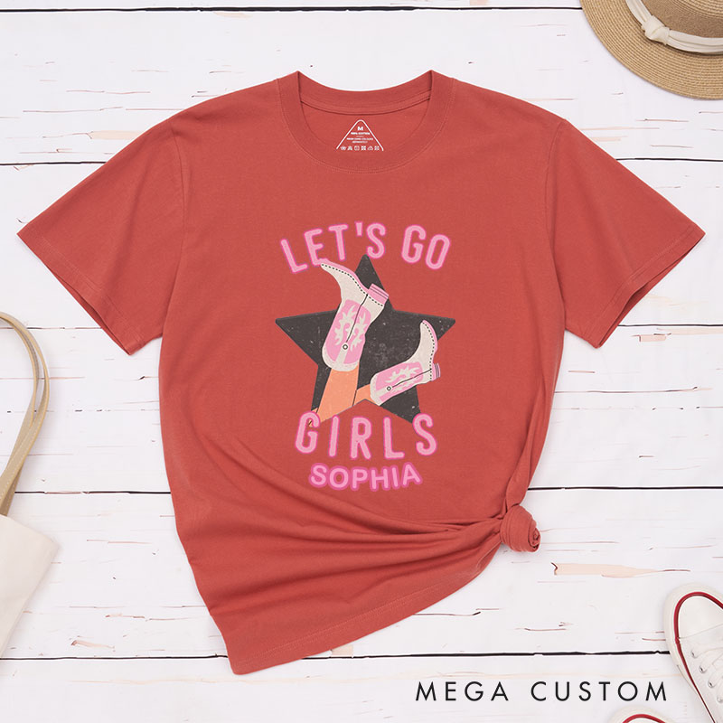 Personalized Man I Feel Like a Bride Matching T-Shirt Let's Go Girls T-Shirt Cowgirl Bridesmaid Wedding Cowgirl Boots T-Shirt Bachelorette Party Gift