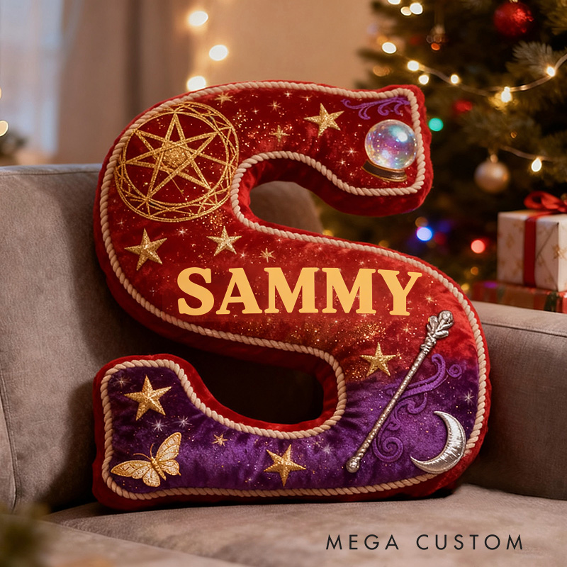 Personalized Mysterious Wizard Pillow Decorated with Magic Wand Pentagram Crystal Ball Graphic 3D Print Pillow for Kids and Magic Lovers