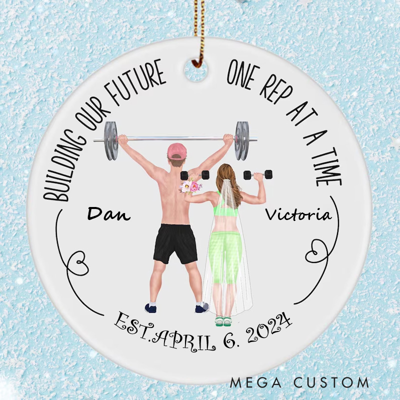 Personalized Gym Wedding Ornament Gym Couple Gift Custom Wedding Ornament for Gym Lovers Fit Couples Gift