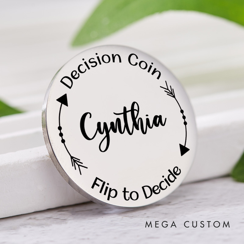 Personalized Couple Name with Arrow Decision Coin Custom Newlyweds Flip to Decide Coin Valentine's Day Gift for Boyfriend Girlfriend Husband Wife