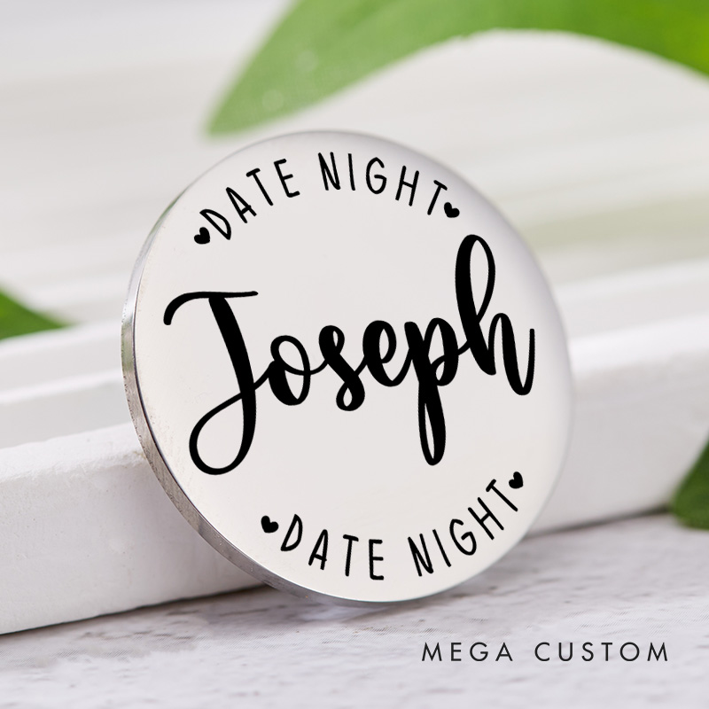 Personalized Couple Name Decision Coin Newlyweds Date Night Flip to Decide Coin with Heart Valentine's Day Gift for Boyfriend Girlfriend Husband Wife