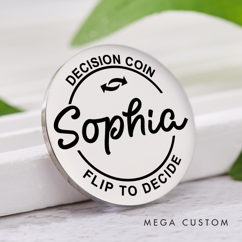 Personalized Funny Couple Name Decision Coin Newlyweds Flip to Decide Coin with Arrow Valentine's Day Gift for Boyfriend Girlfriend Husband Wife