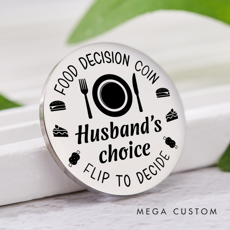 Personalized Couple Food Decision Coin with Name Newlyweds Whose Choice Flip to Decide Coin Valentine's Day Gift for Boyfriend Girlfriend Husband Wife