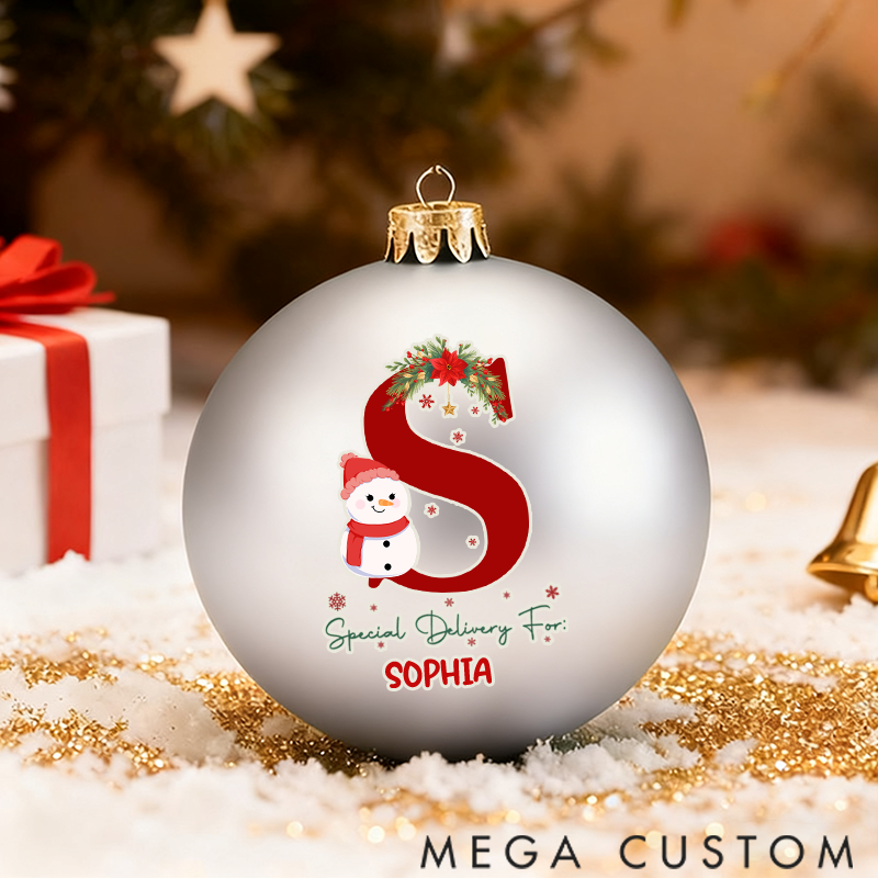 Personalized Christmas Ball Ornament Christmas Snowman Flower Pattern Letter Design