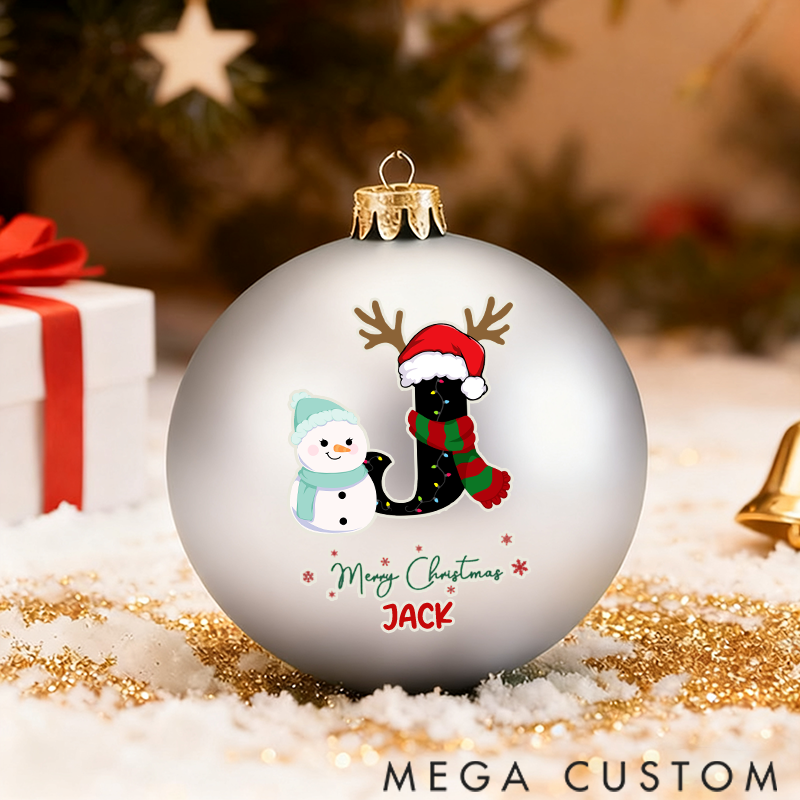 Personalized Christmas Ball Ornament Christmas Snowman Pattern Letter Design