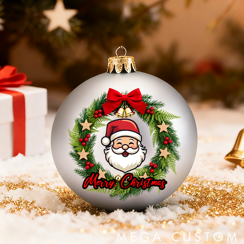 Personalized Christmas Ball Ornament Christmas Wreath Pattern Customizable Text