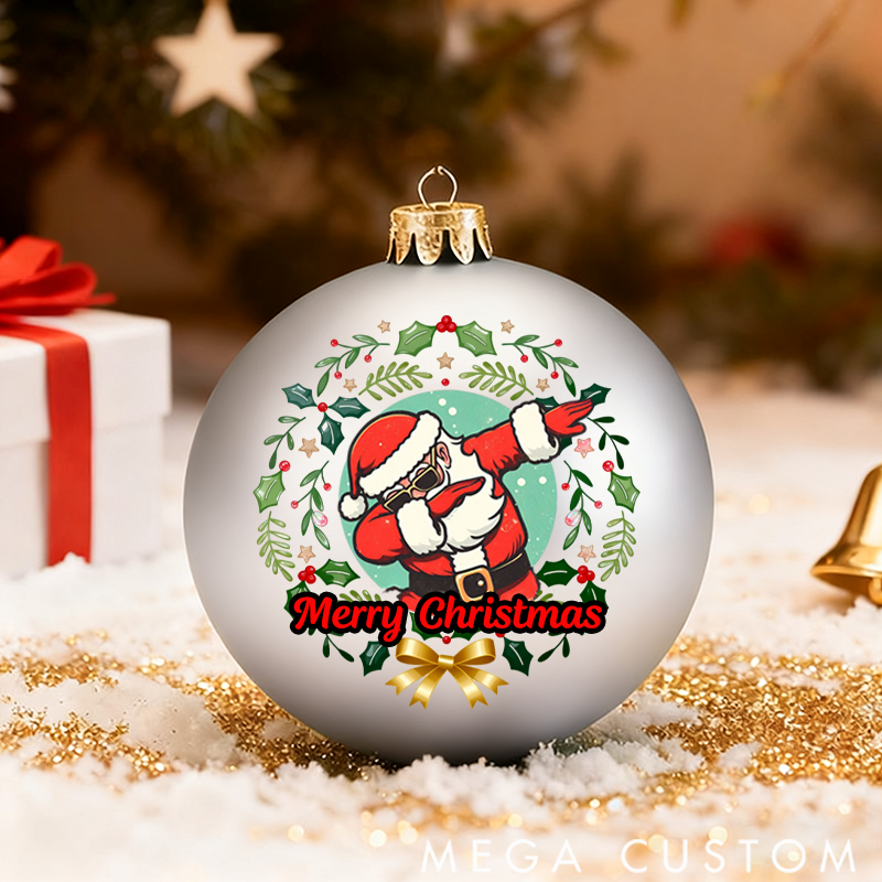 Personalized Christmas Ball Ornament Cool Santa Claus Wishes You Merry Christmas