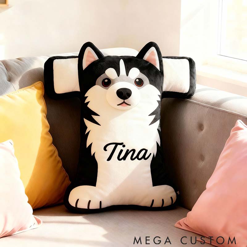 Personalized Dog Lover Husky Letter Pillow with Custom Name  Graphic 3D Print Pillow