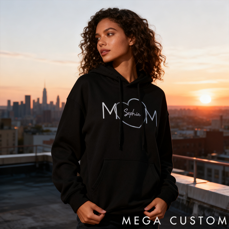 Personalized Classic Hoodie Love Mom Creative Heart Design