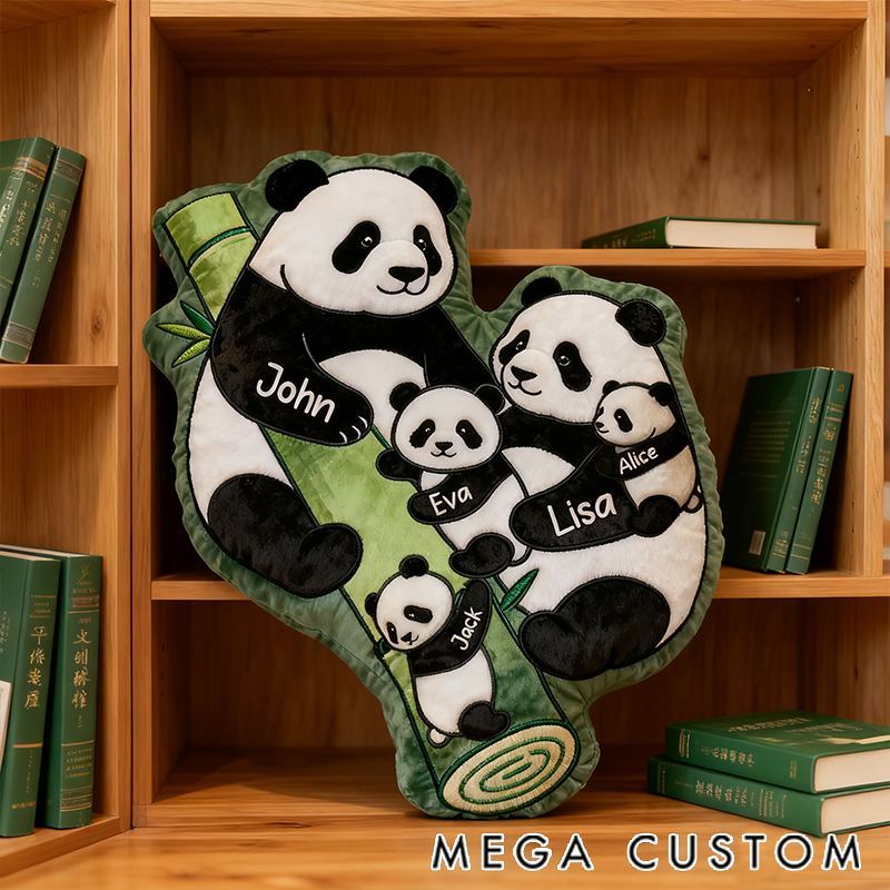 Personalized Christmas Pillow Happy Panda Family Bamboo Enthusiast