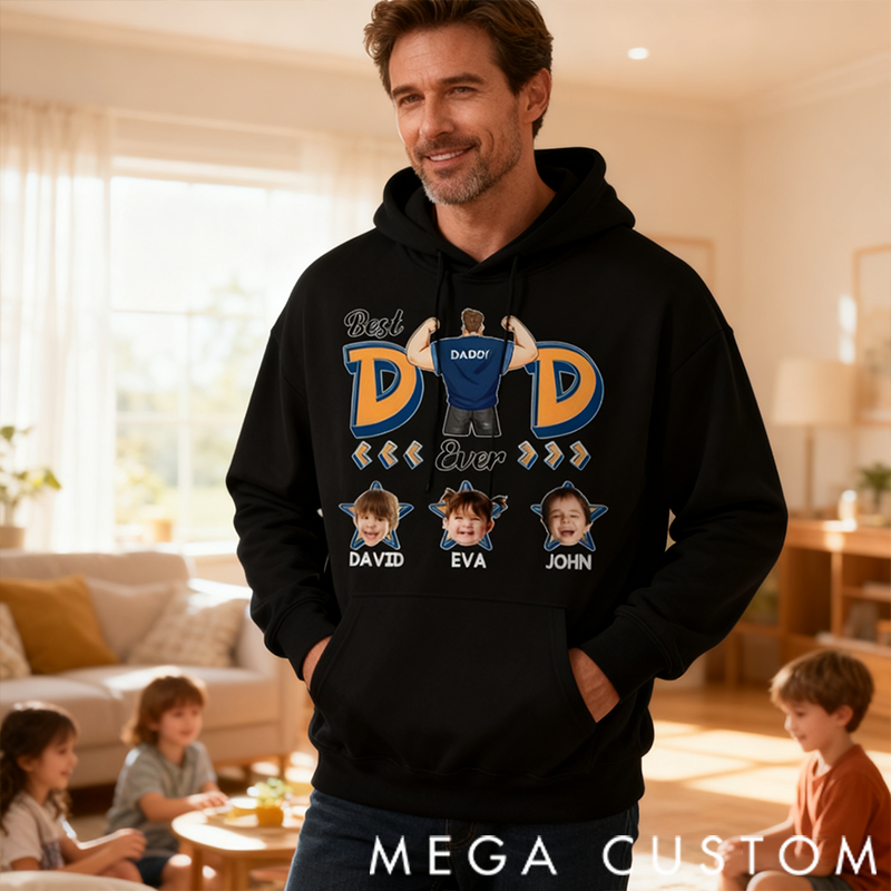 Personalized Classic Hoodie Super Dad Ever Star Theme