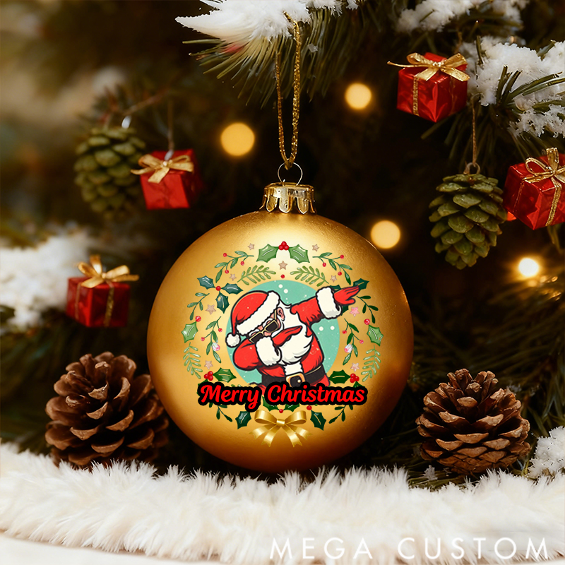 Personalized Christmas Ball Ornament Cool Santa Claus Wishes You Merry Christmas