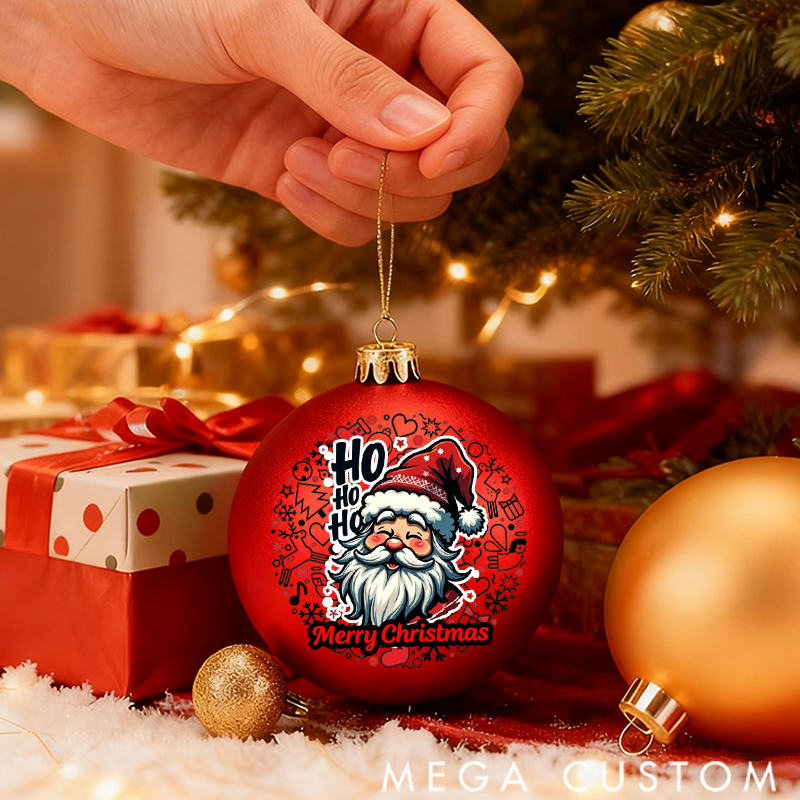 Personalized Christmas Ball Ornament Santa Claus's Smile HO HO HO