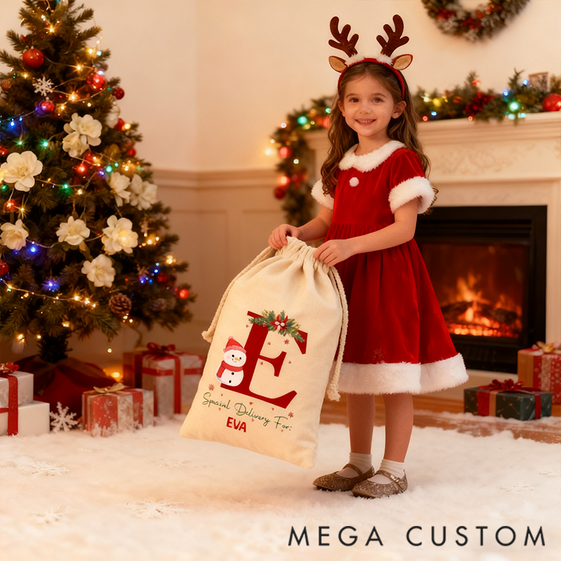 Personalized Christmas Gift Bag Snowman Pattern Abbreviation Design