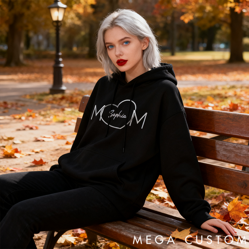 Personalized Classic Hoodie Love Mom Creative Heart Design