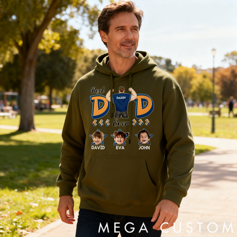 Personalized Classic Hoodie Super Dad Ever Star Theme
