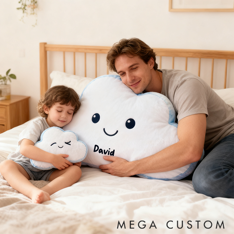 Personalized Graphic 3D Print Pillow Cloud Family Theme Choose Your Emoji