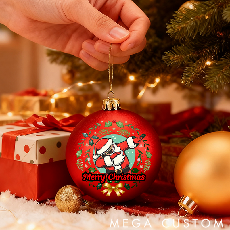 Personalized Christmas Ball Ornament Cool Santa Claus Wishes You Merry Christmas