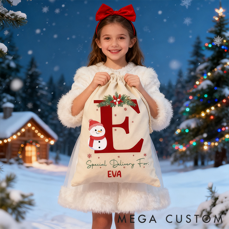 Personalized Christmas Gift Bag Snowman Pattern Abbreviation Design