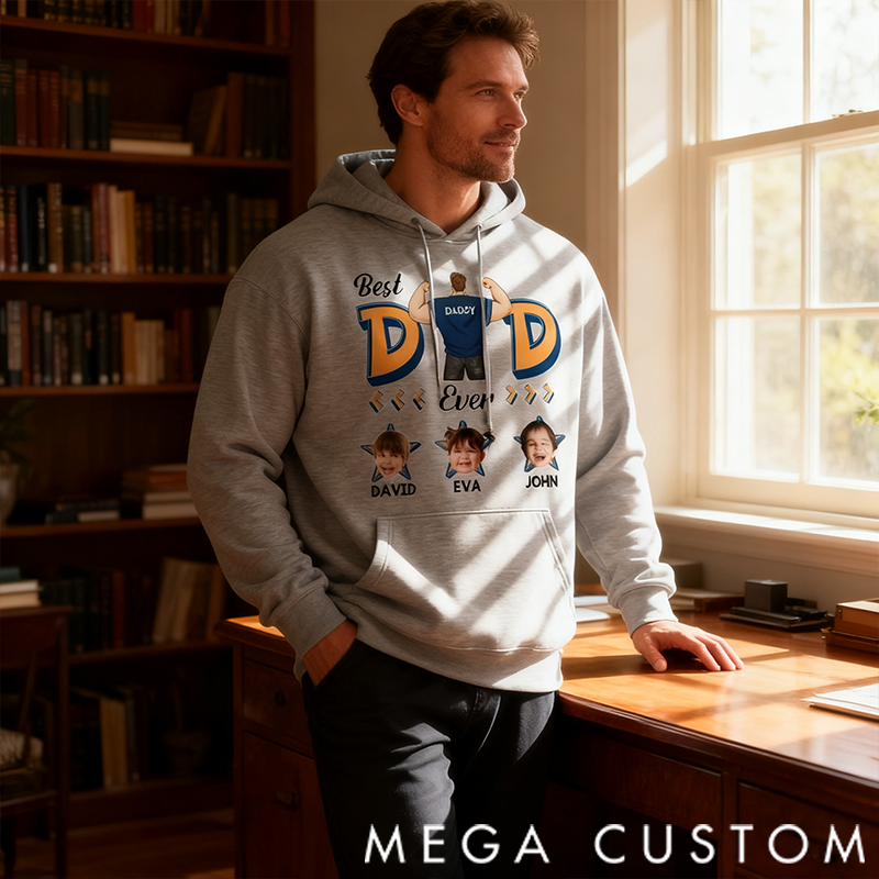 Personalized Classic Hoodie Super Dad Ever Star Theme