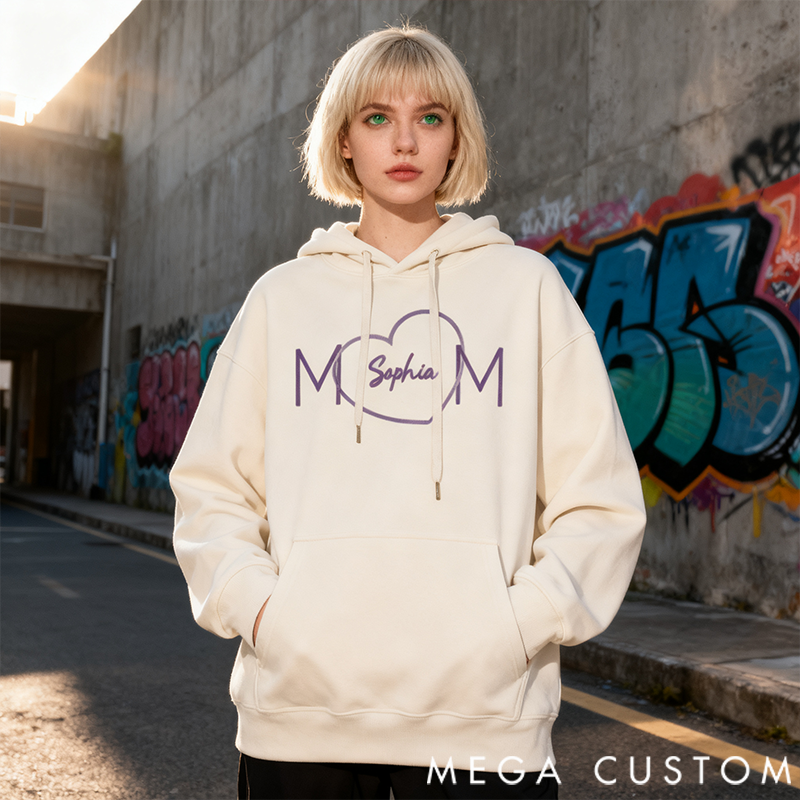 Personalized Classic Hoodie Love Mom Creative Heart Design