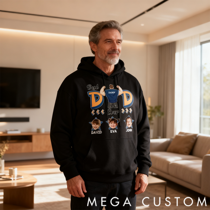 Personalized Classic Hoodie Super Dad Ever Star Theme