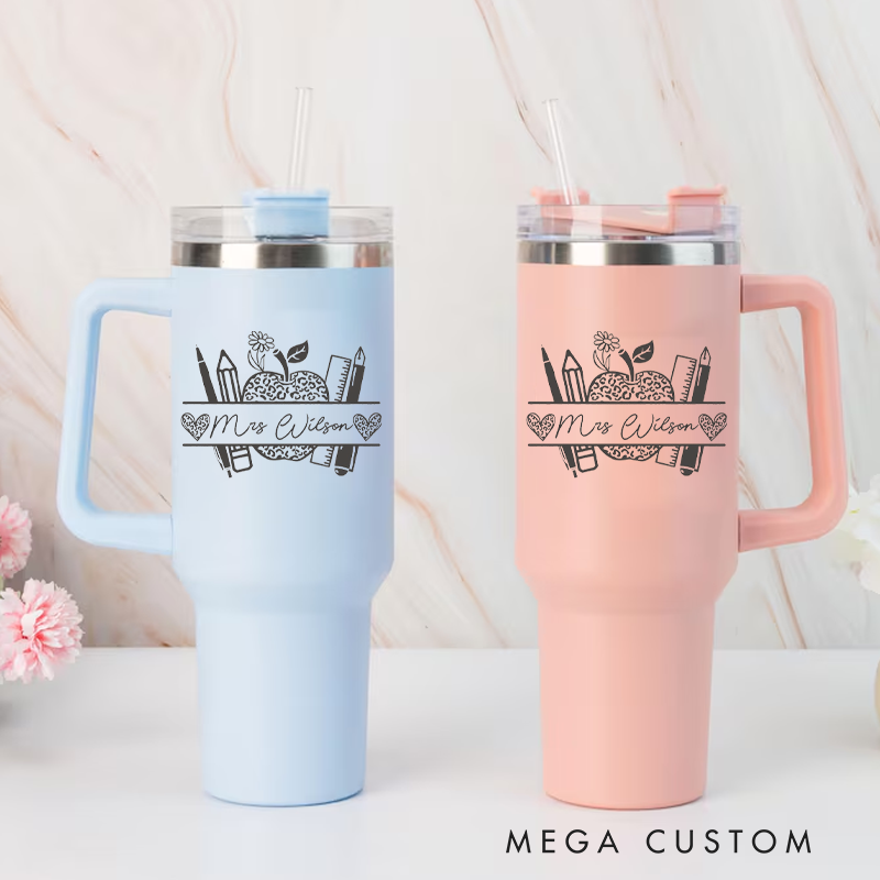 Personalized Tumbler Gift for Teacher 40oz Tumbler with Handle Gift Engraved Water Bottle Gift Teacher Appreciation Gift